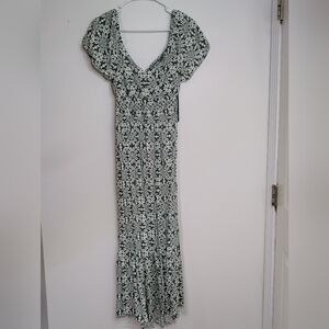 As U Wish Green and White Floral Maxi Dress